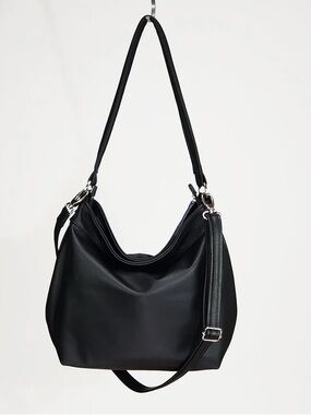 Everyday Black Hobo Shoulder Bag with Adjustable Strap
